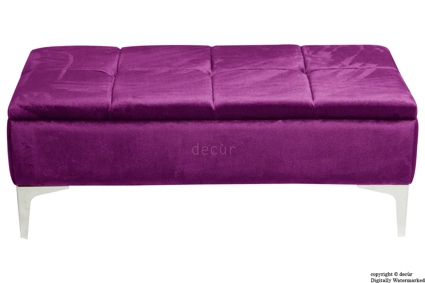 Mila Modern Buttoned Velvet Footstool - Boysenberry with Optional Storage