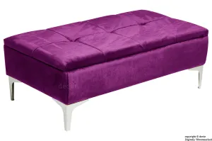 Mila Modern Buttoned Velvet Footstool - Boysenberry with Optional Storage