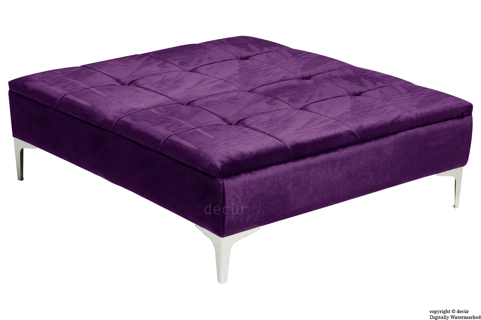Mila Modern Buttoned Velvet Footstool Large - Amethyst with Optional Storage