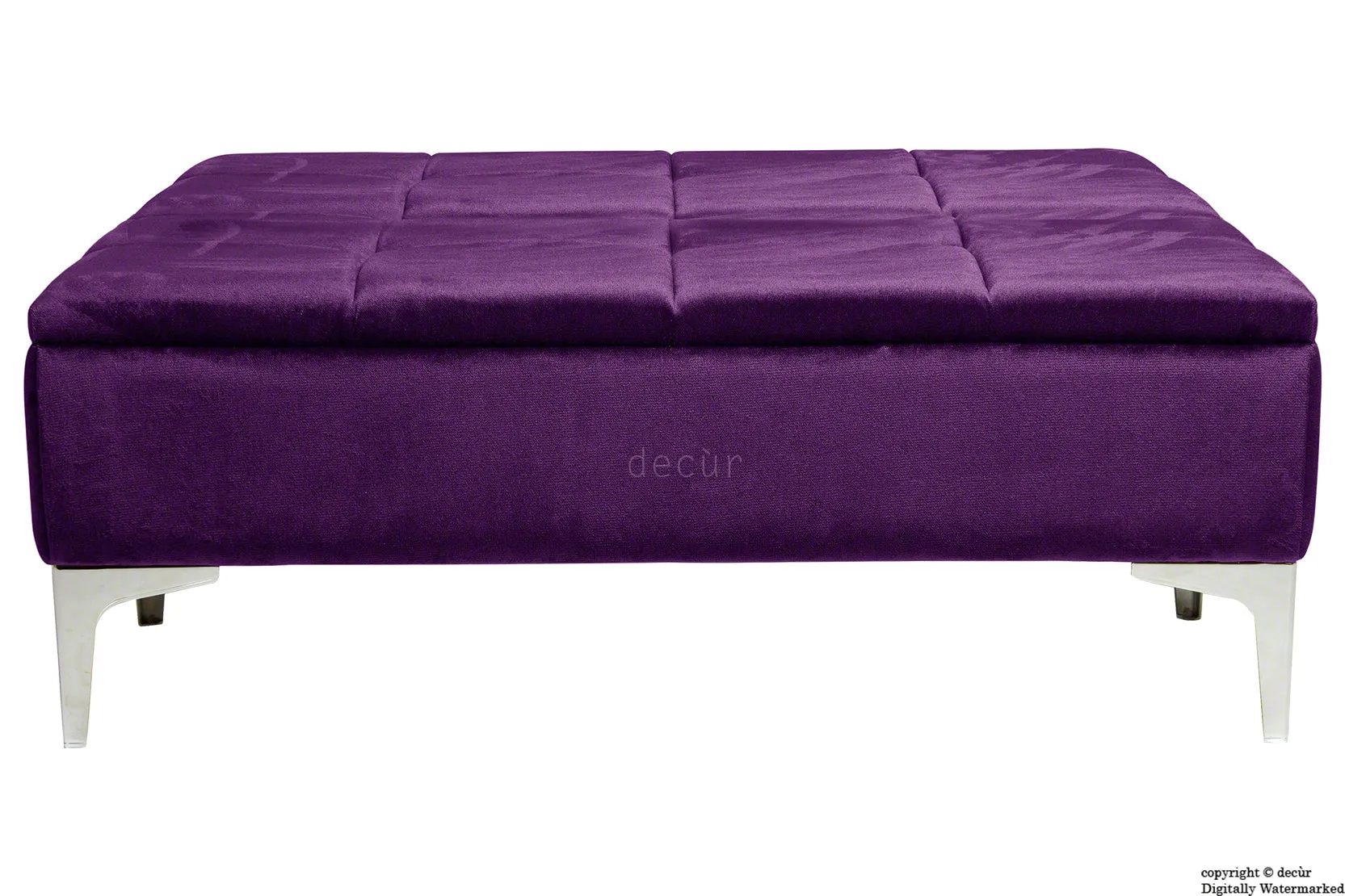 Mila Modern Buttoned Velvet Footstool Large - Amethyst with Optional Storage