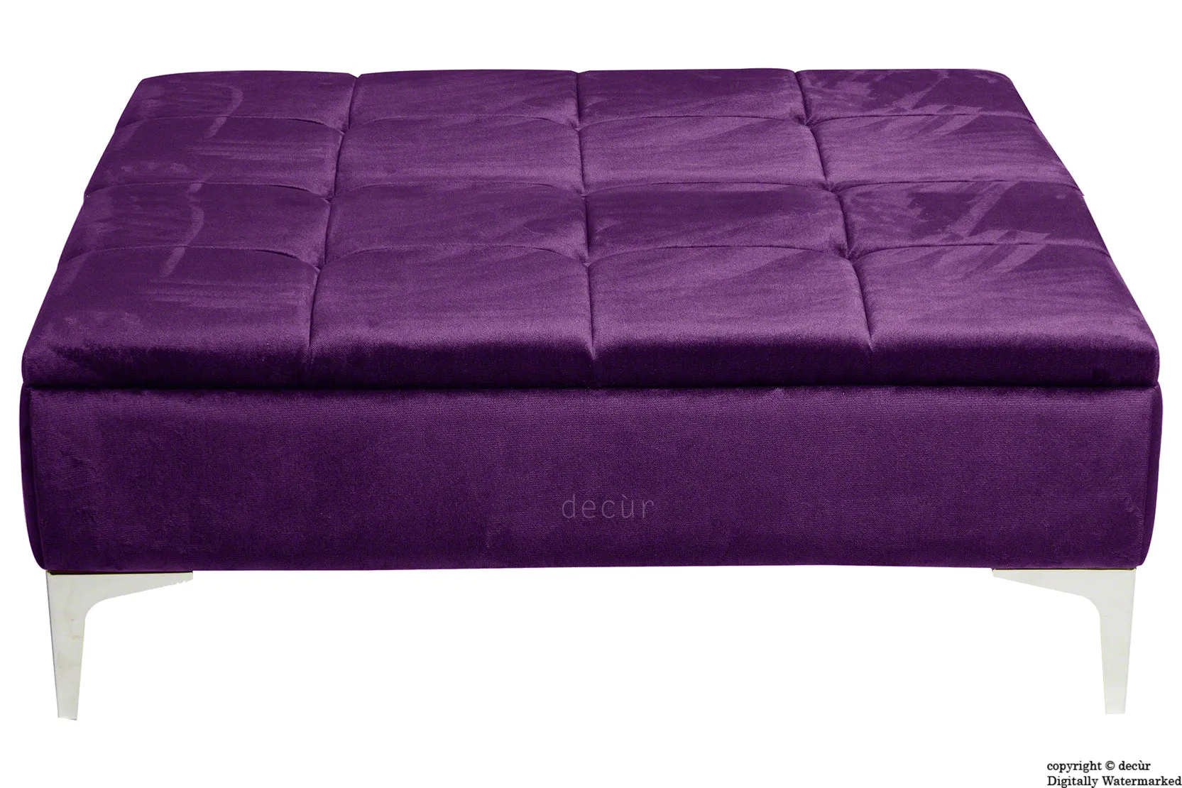 Mila Modern Buttoned Velvet Footstool Large - Amethyst with Optional Storage