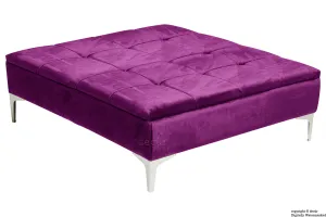 Mila Modern Buttoned Velvet Footstool Large - Boysenberry with Optional Storage