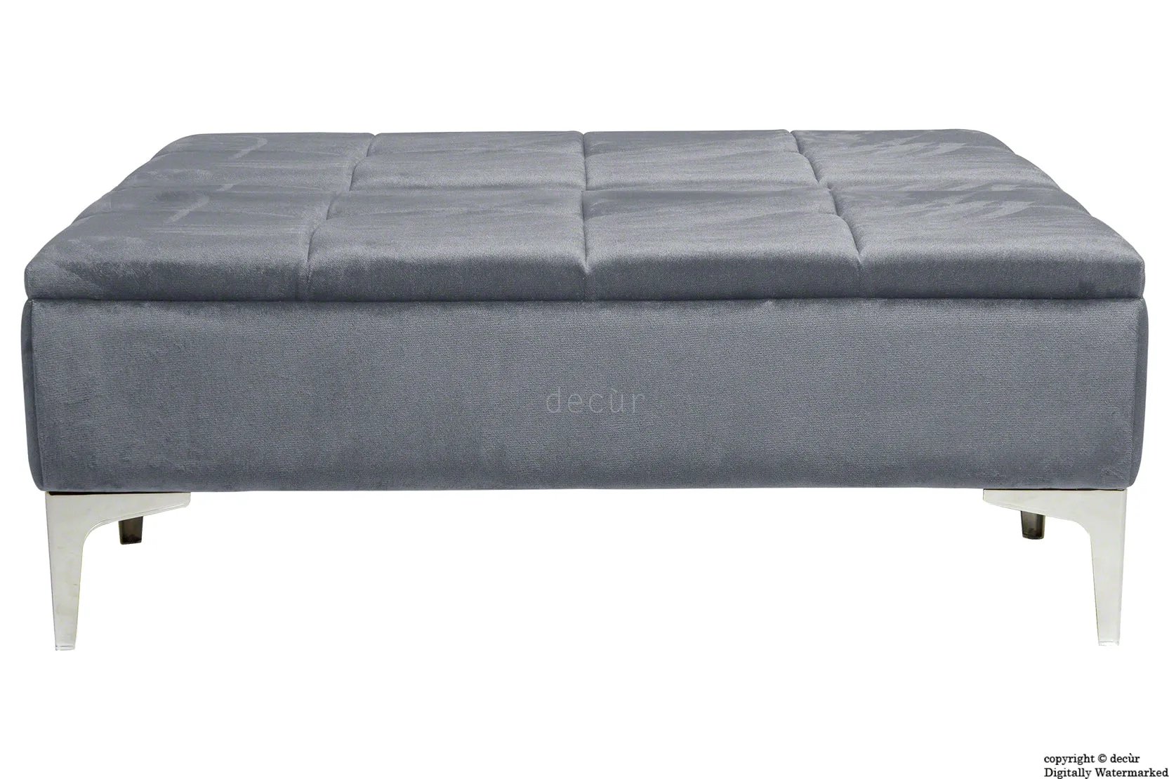 Mila Modern Buttoned Velvet Footstool Large - Flint with Optional Storage