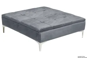 Mila Modern Buttoned Velvet Footstool Large - Flint with Optional Storage