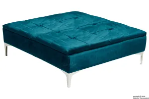 Mila Modern Buttoned Velvet Footstool Large - Peacock with Optional Storage