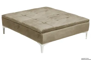 Mila Modern Buttoned Velvet Footstool Large - Putty with Optional Storage