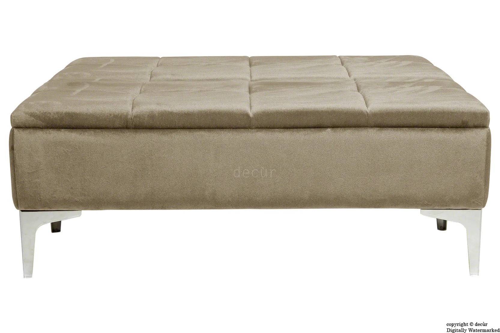 Mila Modern Buttoned Velvet Footstool Large - Putty with Optional Storage
