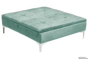 Mila Modern Buttoned Velvet Footstool Large - Seaspray with Optional Storage