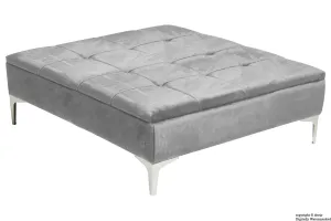 Mila Modern Buttoned Velvet Footstool Large - Silver with Optional Storage