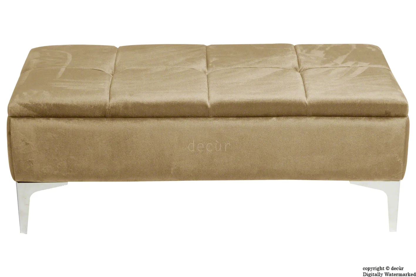 Mila Modern Buttoned Velvet Footstool - Parchment with Optional Storage