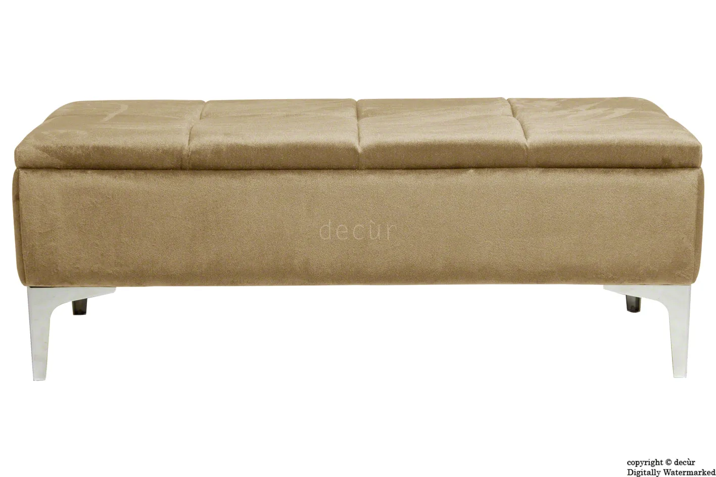 Mila Modern Buttoned Velvet Footstool - Parchment with Optional Storage