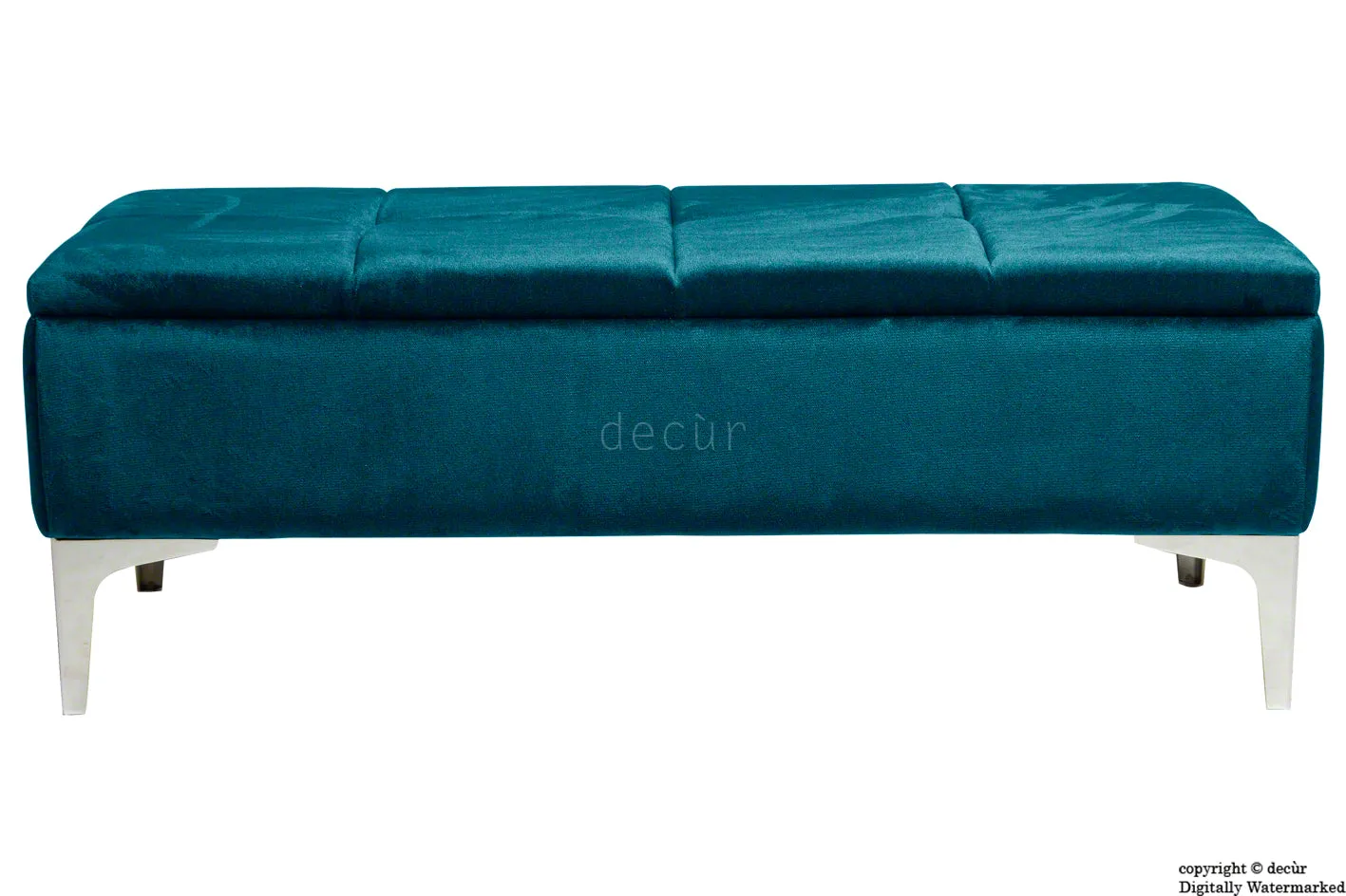 Mila Modern Buttoned Velvet Footstool - Peacock with Optional Storage