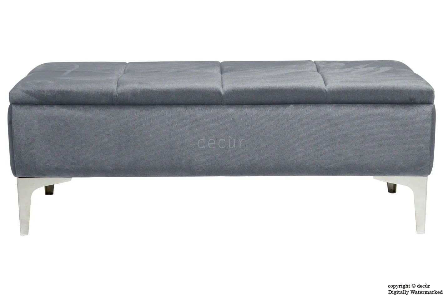 Mila Modern Buttoned Velvet Footstool - Seal with Optional Storage