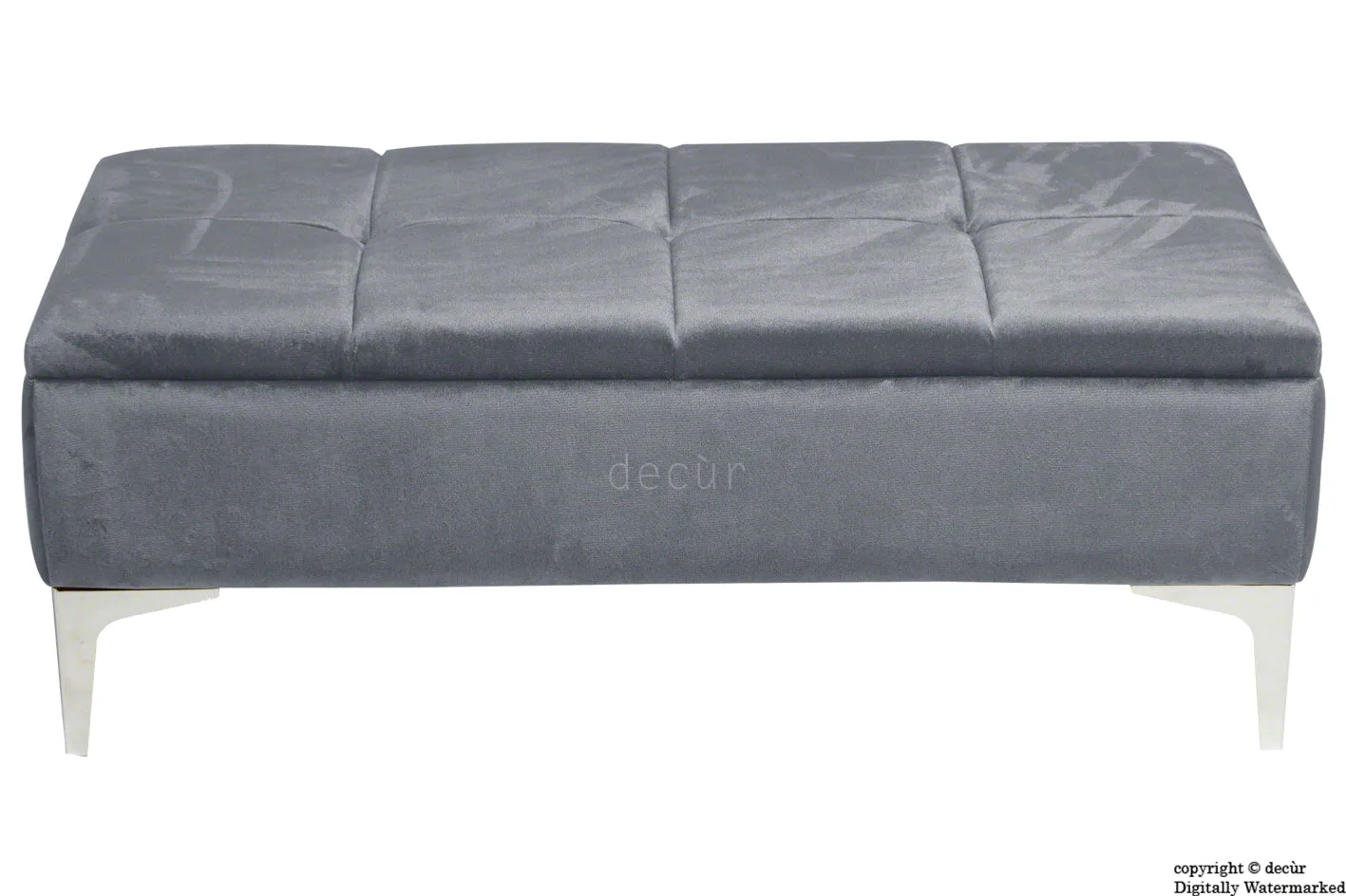 Mila Modern Buttoned Velvet Footstool - Seal with Optional Storage