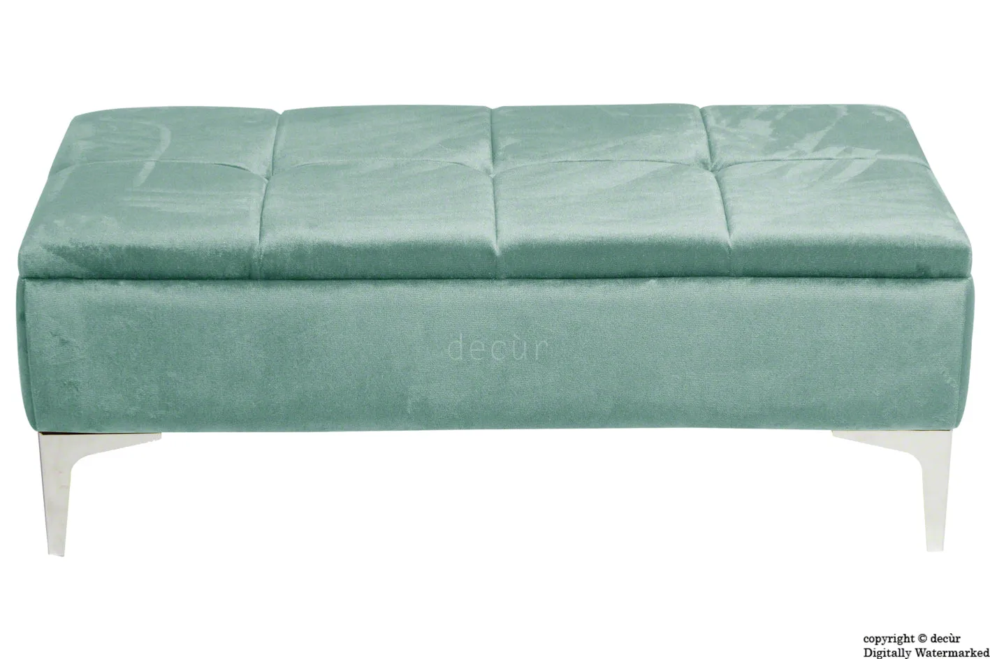 Mila Modern Buttoned Velvet Footstool - Seaspray with Optional Storage
