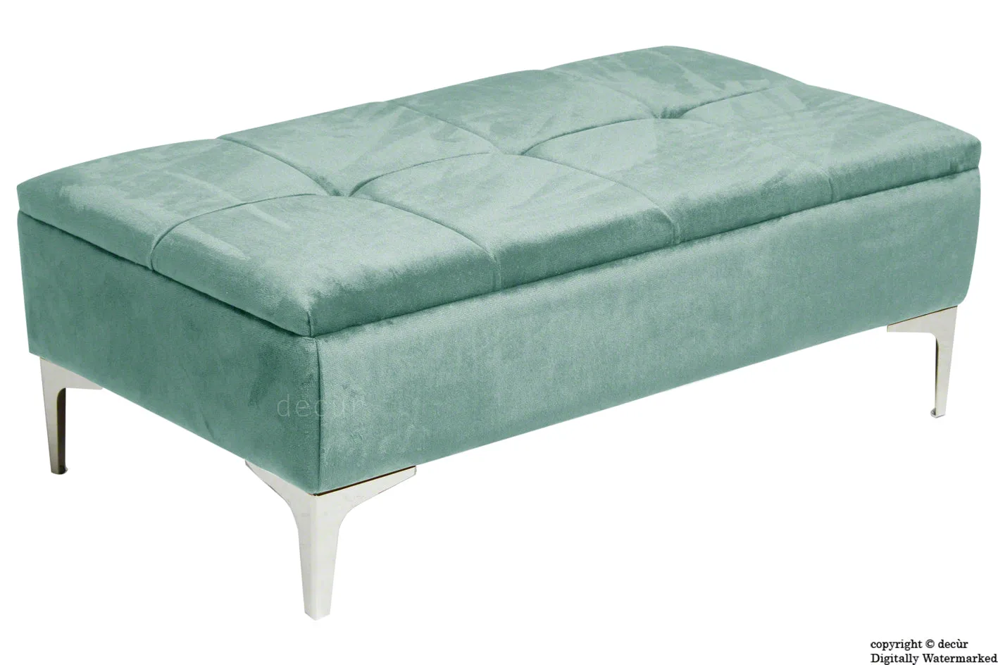 Mila Modern Buttoned Velvet Footstool - Seaspray with Optional Storage