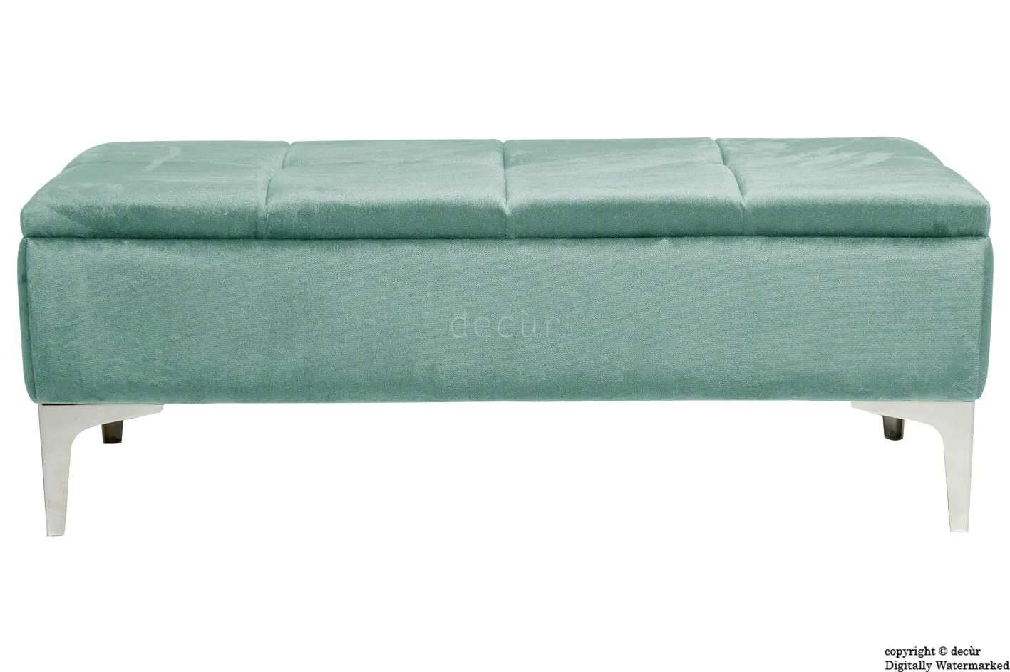Mila Modern Buttoned Velvet Footstool - Seaspray with Optional Storage
