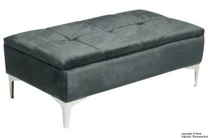Mila Modern Buttoned Velvet Footstool - Slate with Optional Storage