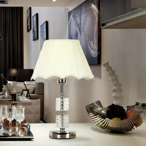 Minimalist Clear Crystal Cylinder Night Light for Living Room, White Nightstand Lamp