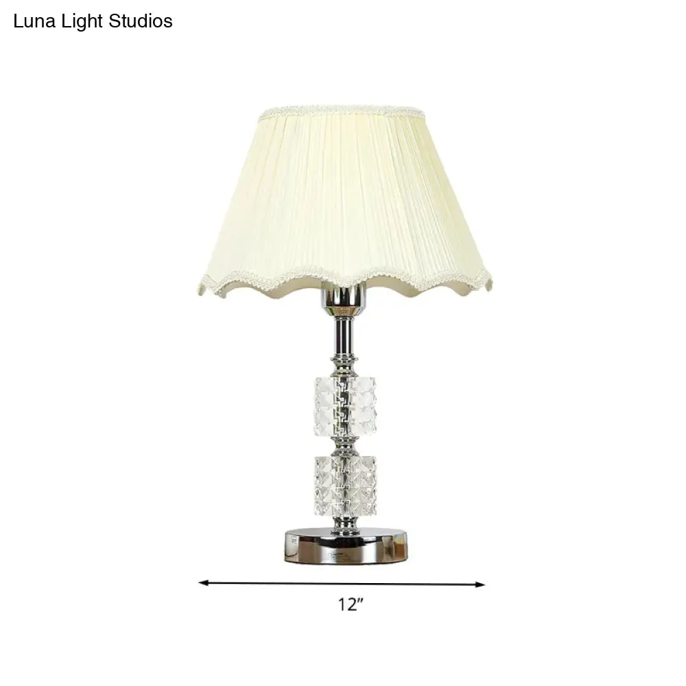 Minimalist Clear Crystal Cylinder Night Light for Living Room, White Nightstand Lamp