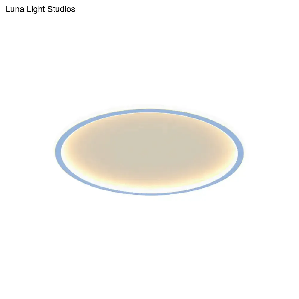 Minimalist Pink/Blue LED Flush Mount Ceiling Light for Bedroom