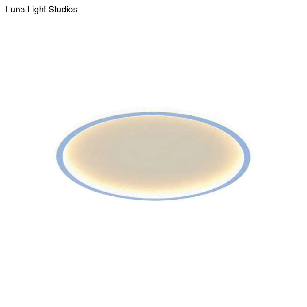 Minimalist Pink/Blue LED Flush Mount Ceiling Light for Bedroom
