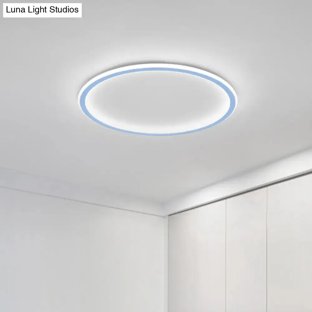 Minimalist Pink/Blue LED Flush Mount Ceiling Light for Bedroom
