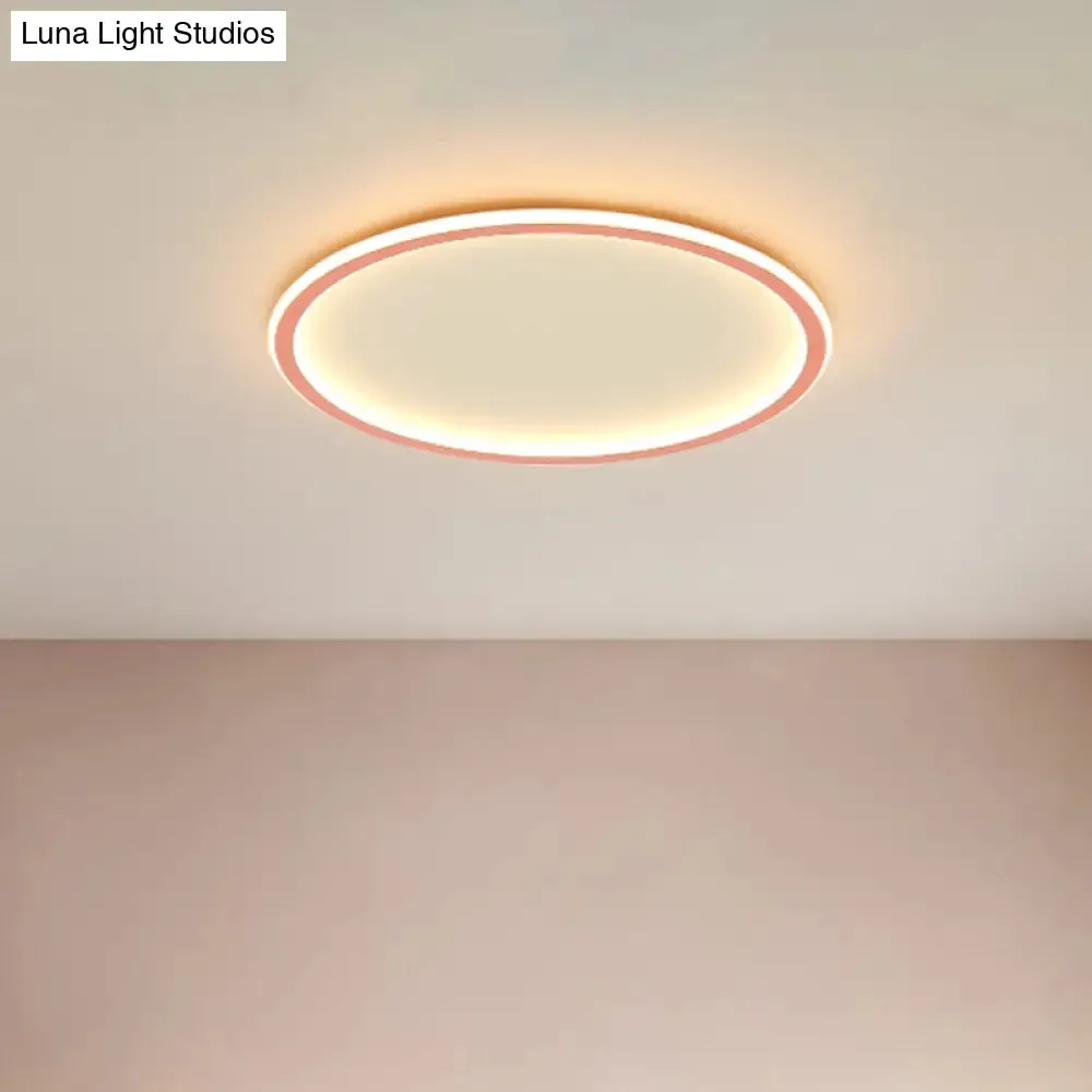 Minimalist Pink/Blue LED Flush Mount Ceiling Light for Bedroom