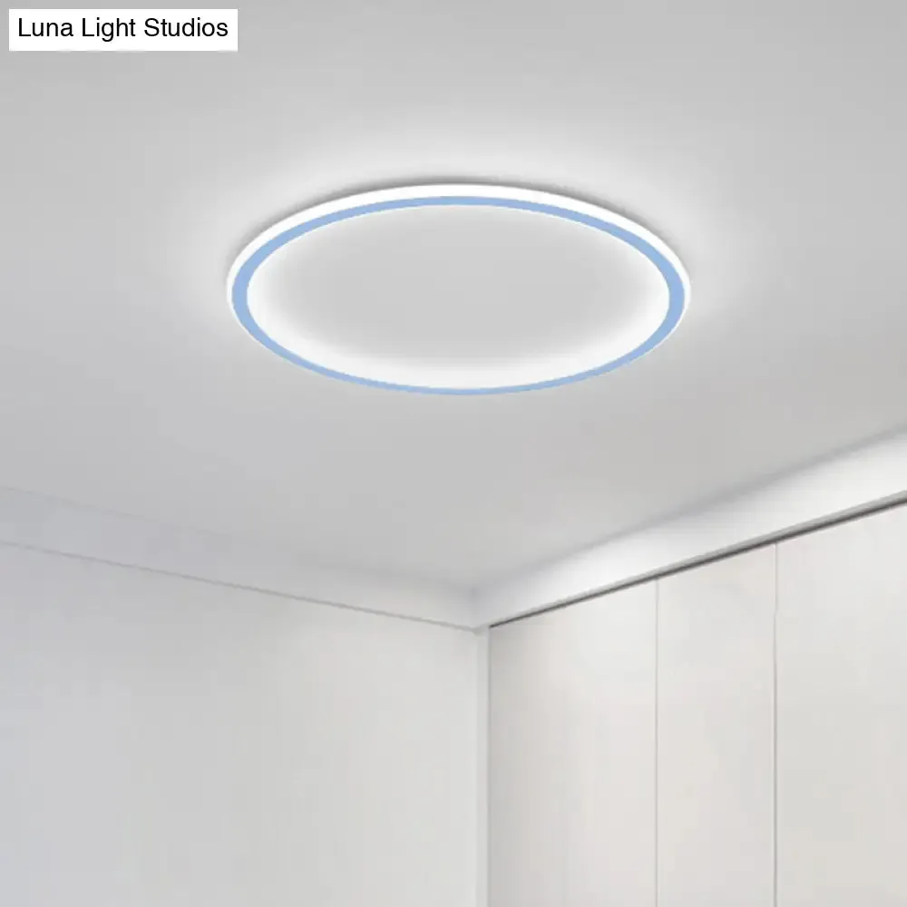 Minimalist Pink/Blue LED Flush Mount Ceiling Light for Bedroom