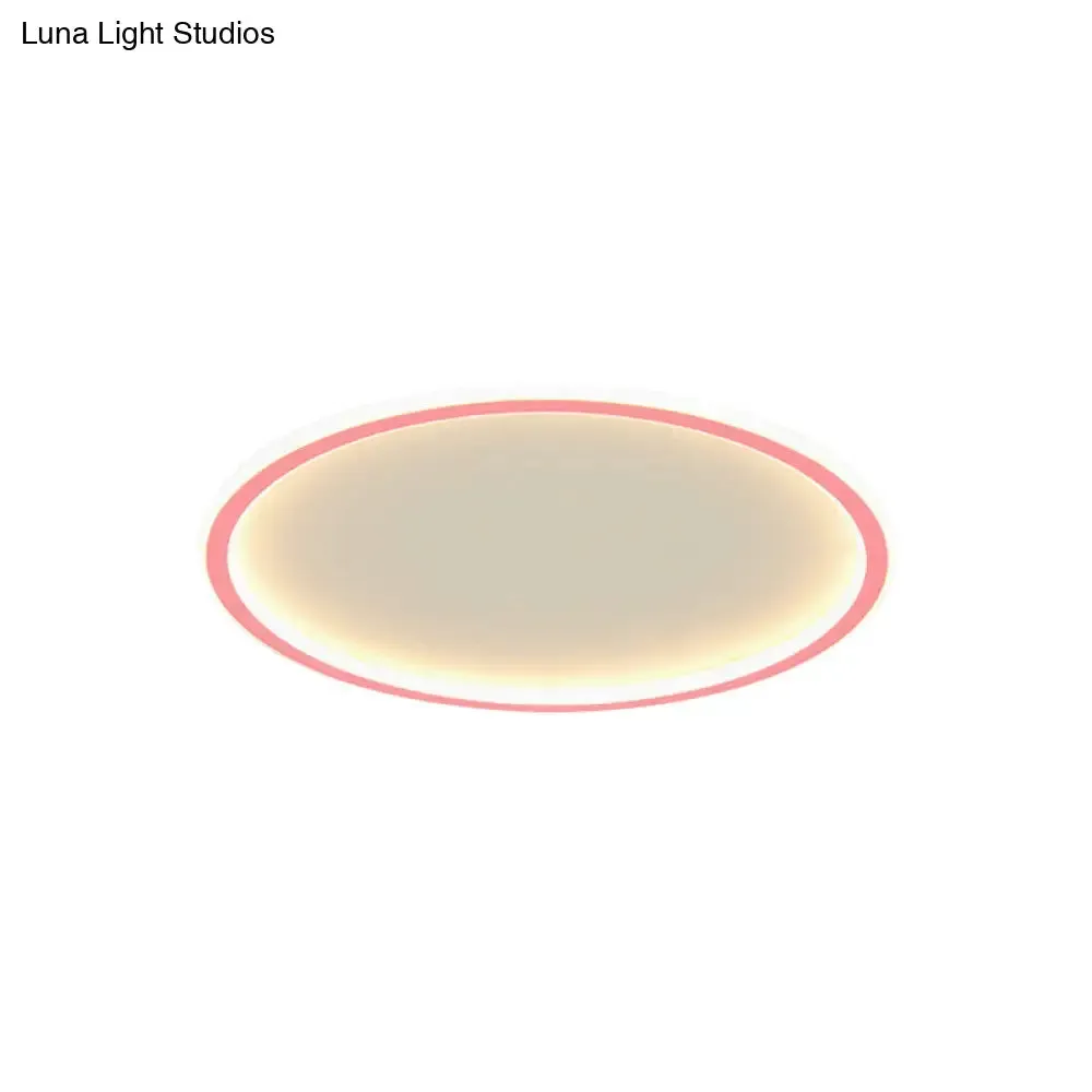 Minimalist Pink/Blue LED Flush Mount Ceiling Light for Bedroom
