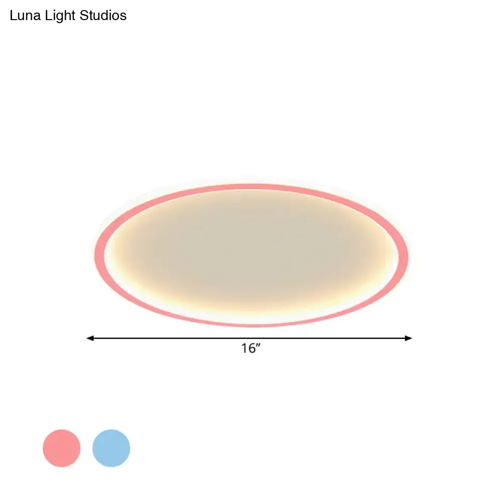 Minimalist Pink/Blue LED Flush Mount Ceiling Light for Bedroom