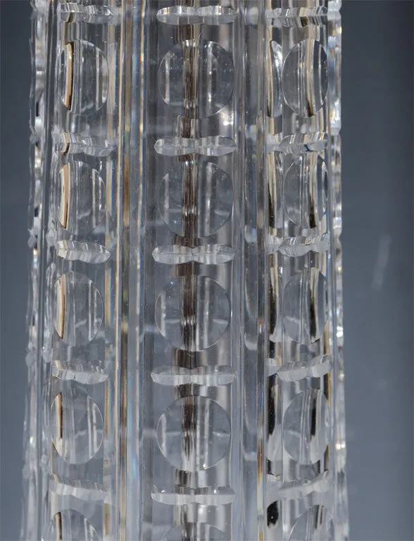 Modern 1970s Beveled Glass Lamps, Pair