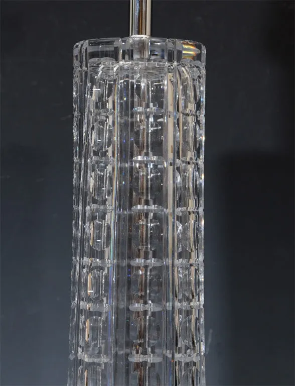 Modern 1970s Beveled Glass Lamps, Pair
