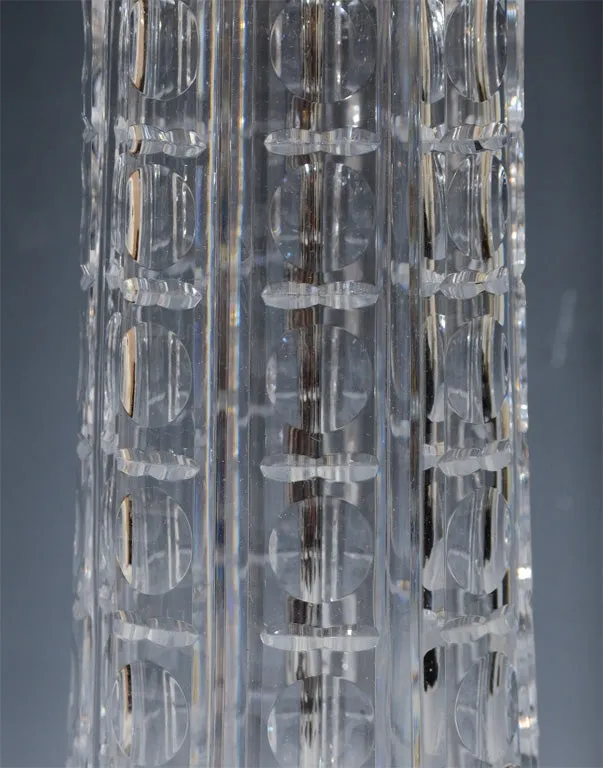Modern 1970s Beveled Glass Lamps, Pair