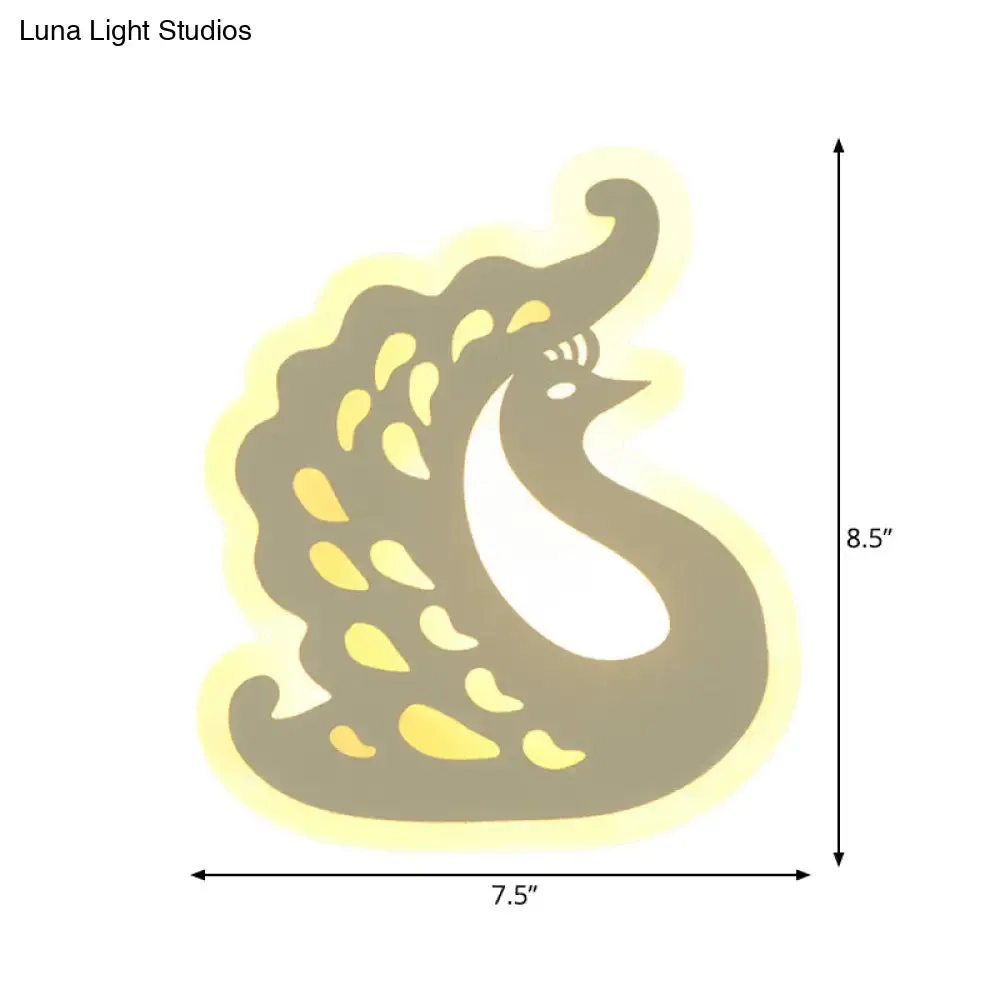 Modern Acrylic Animal LED Wall Sconce - White Finish for Hallway Illumination