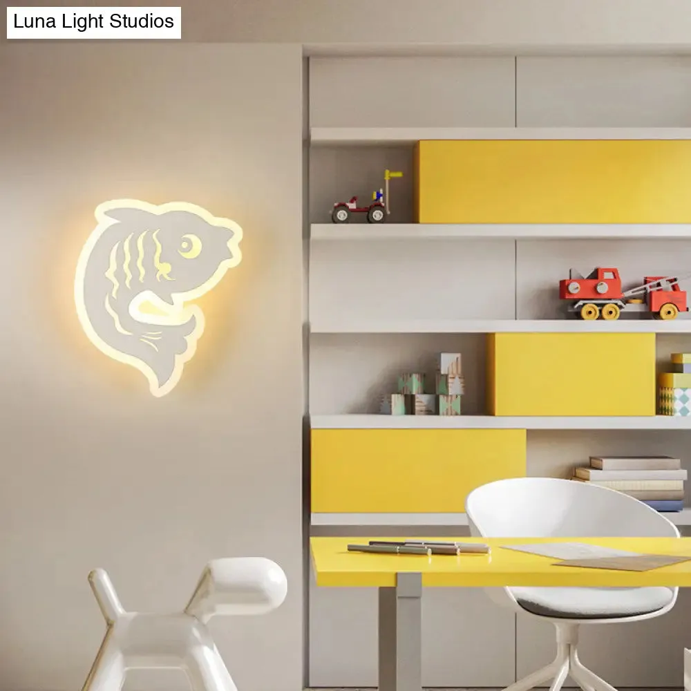 Modern Acrylic Animal LED Wall Sconce - White Finish for Hallway Illumination