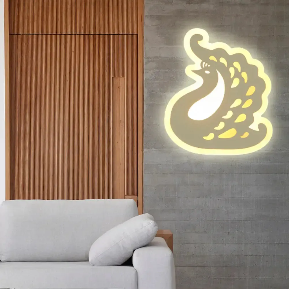 Modern Acrylic Animal LED Wall Sconce - White Finish for Hallway Illumination