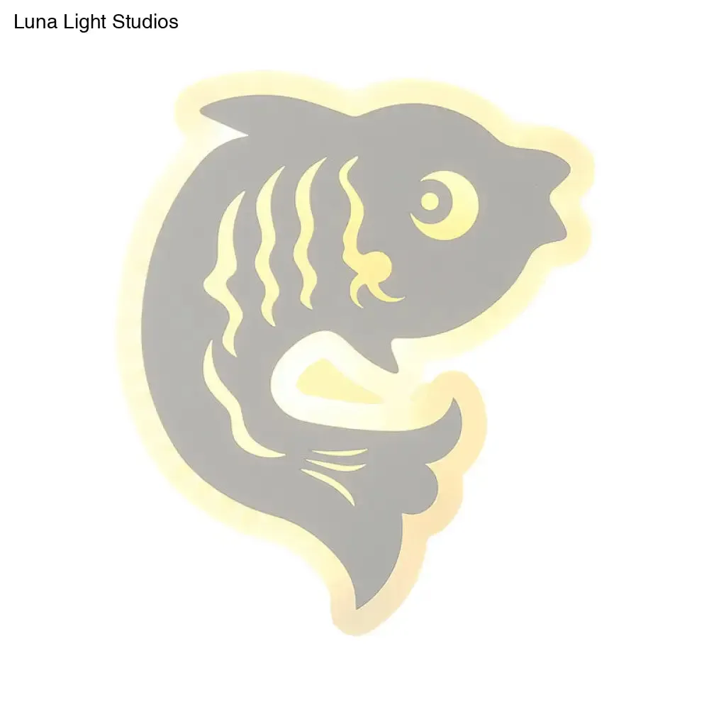 Modern Acrylic Animal LED Wall Sconce - White Finish for Hallway Illumination