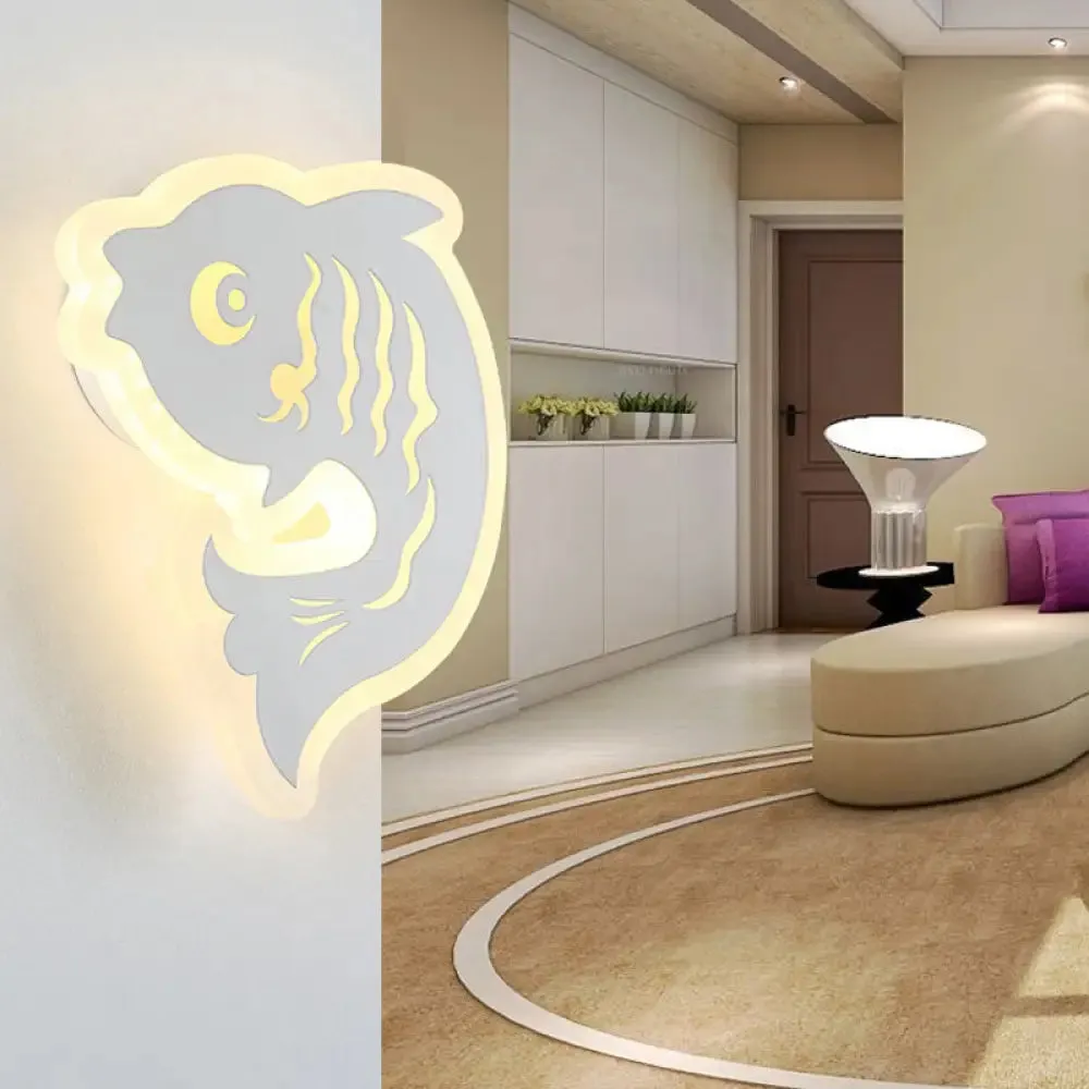 Modern Acrylic Animal LED Wall Sconce - White Finish for Hallway Illumination