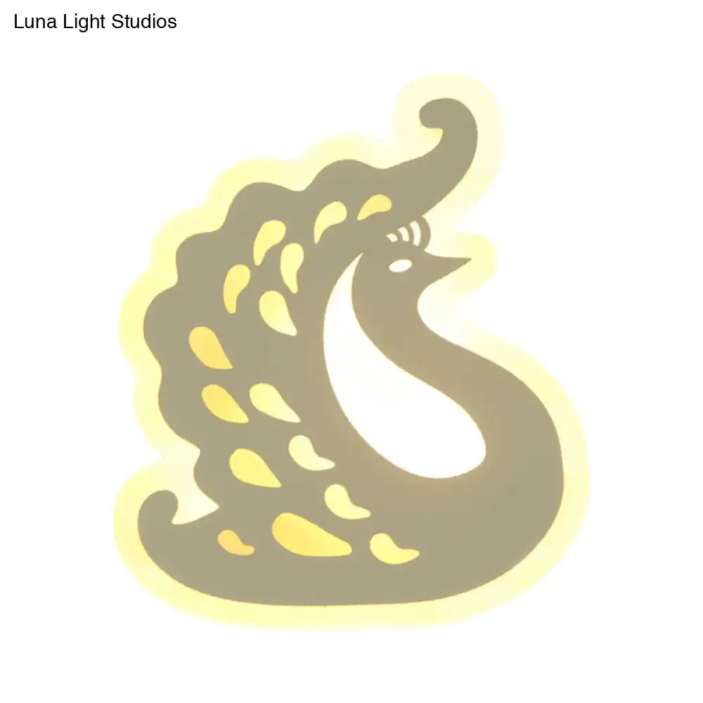 Modern Acrylic Animal LED Wall Sconce - White Finish for Hallway Illumination