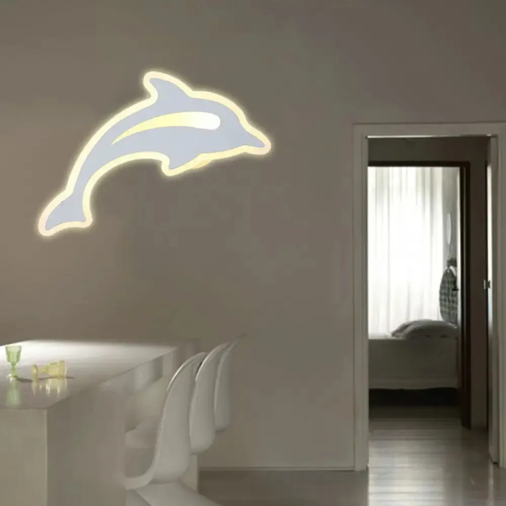 Modern Acrylic Animal LED Wall Sconce - White Finish for Hallway Illumination
