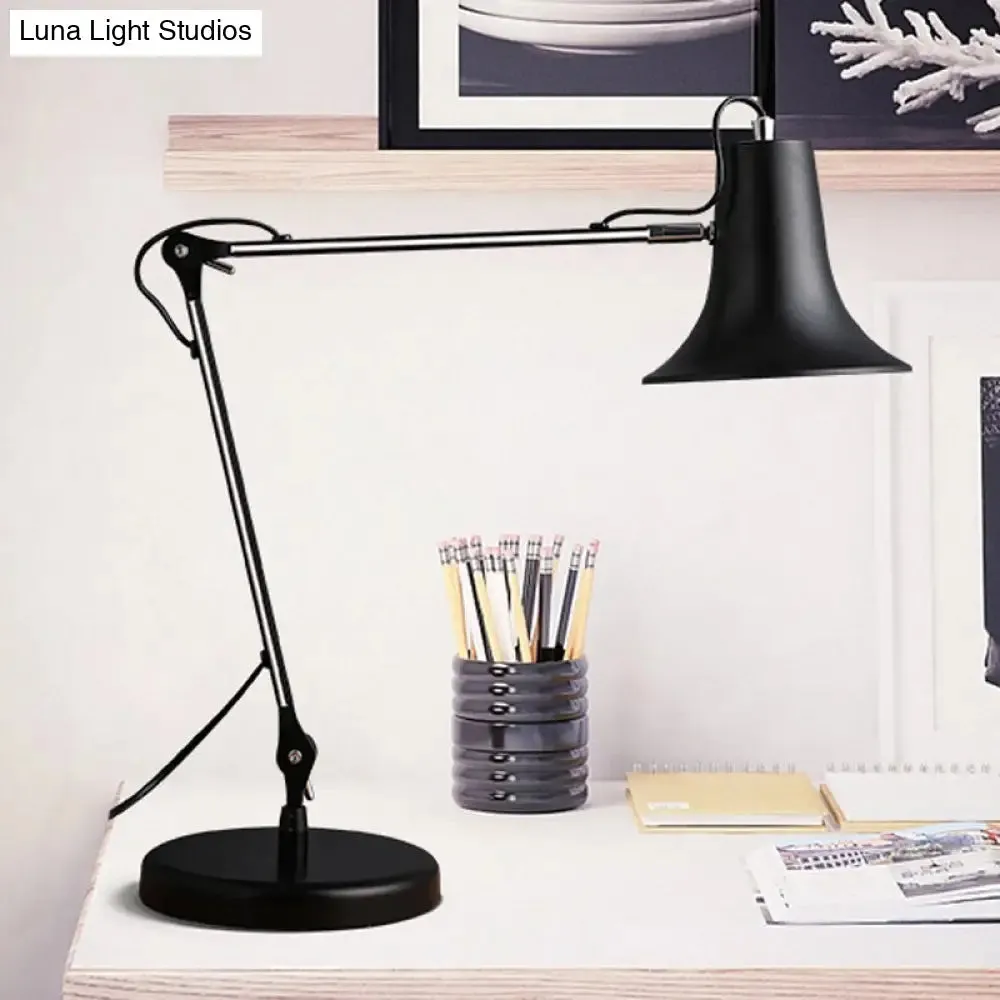 Modern Bell Shaped Desk Lamp with Adjustable Lighting - Stylish Metal, 1 Light, Black
