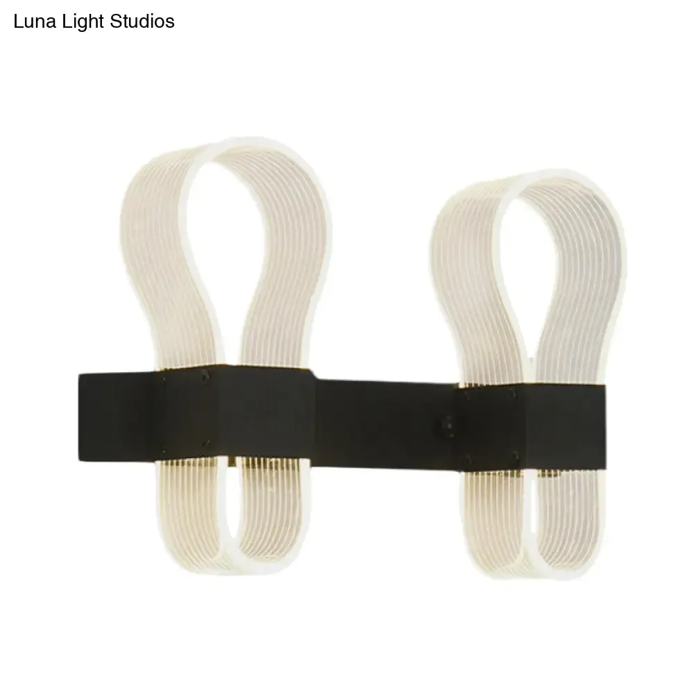 Modern Black Arc Ring Sconce Lighting with 2 Heads - LED Wall Lamp in Warm/White Light