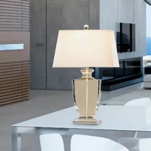 Modern Crystal Urn Table Lamp - Hand-Cut, 1 Head, White