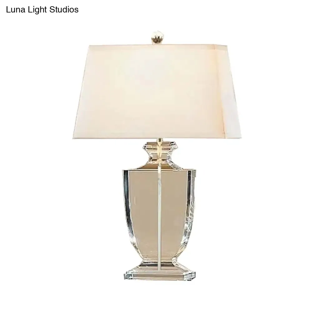 Modern Crystal Urn Table Lamp - Hand-Cut, 1 Head, White