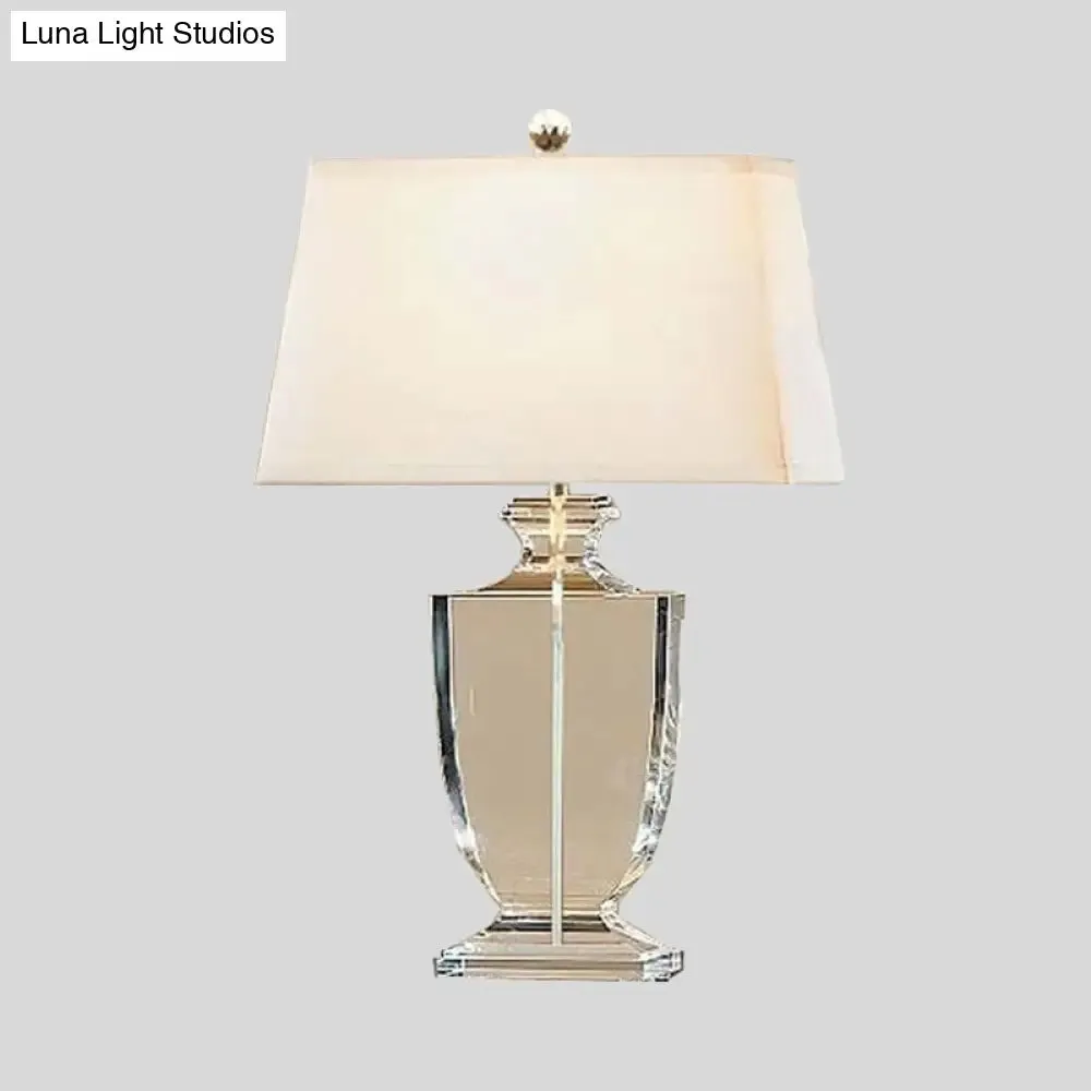 Modern Crystal Urn Table Lamp - Hand-Cut, 1 Head, White