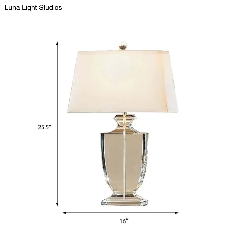 Modern Crystal Urn Table Lamp - Hand-Cut, 1 Head, White