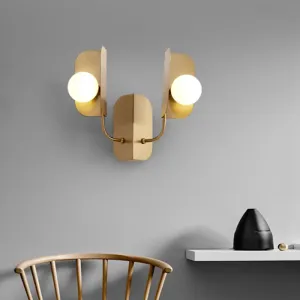 Modern Gold Globe Wall Sconce Light - 2-Light LED Metal Wall Mount Lamp for Living Room