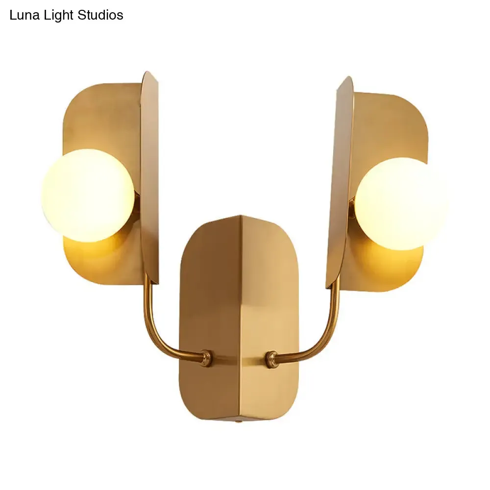 Modern Gold Globe Wall Sconce Light - 2-Light LED Metal Wall Mount Lamp for Living Room