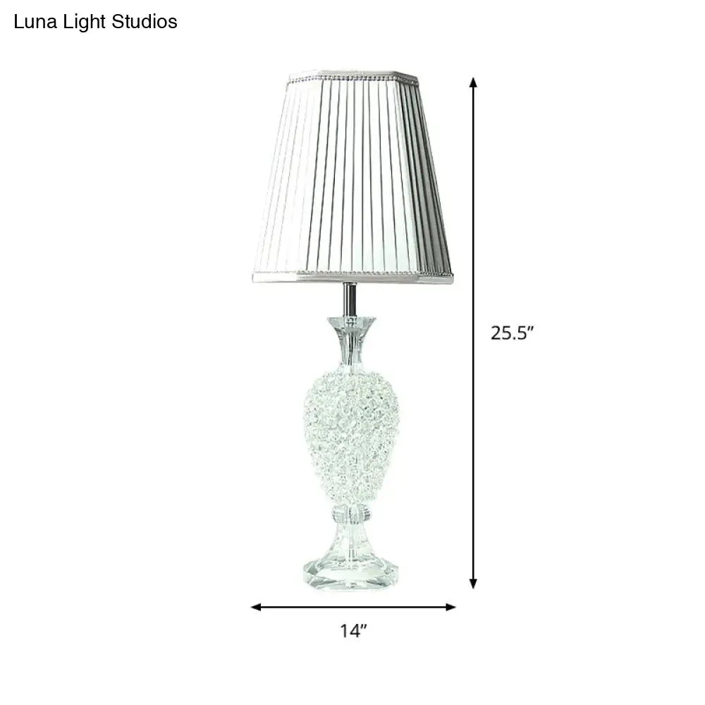 Modern Grey K9 Crystal Urn Night Light Table Lamp with Empire Shade